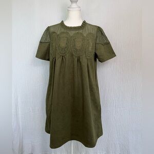 Elegant Olive Green Lace Dress